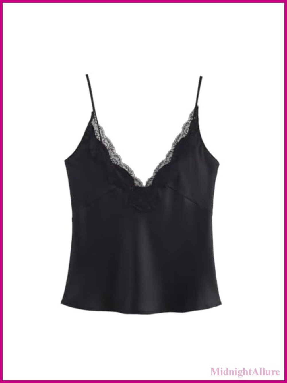 Silk Satin Crop Cami Top Spaghetti Strap Lace Trim Sleeveless Tank